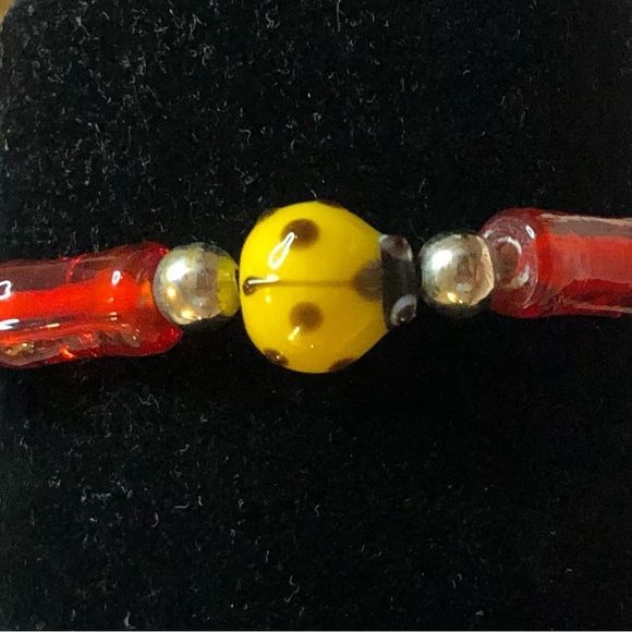 7” bracelet, colorful painted glass - Picture 2 of 5